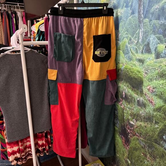 aelfric eden patchwork corduroy jogger pants colorblock streetwear medium - Picture 2 of 6